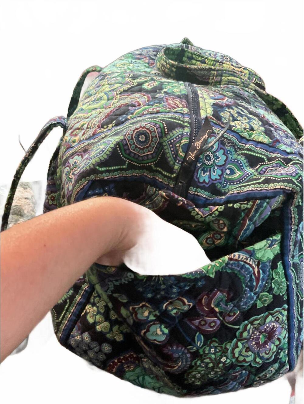 Vera Bradley Signature Travel Duffel Bag - Floral Green & Purple - Picture 5 of 12